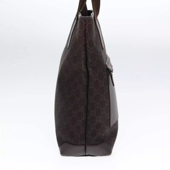 GUCCI GG Canvas Tote Bag Outlet Brown Silver 180450 Auth - Picture 9 of 16